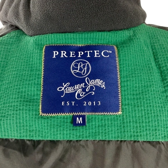 Lauren James Easton Vest Down Black Green Quilted Pockets Stand Up Collar Size M - Picture 13 of 15